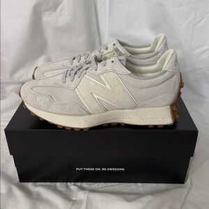 New Balance x FIGS 327 Cream and Tan Sneakers